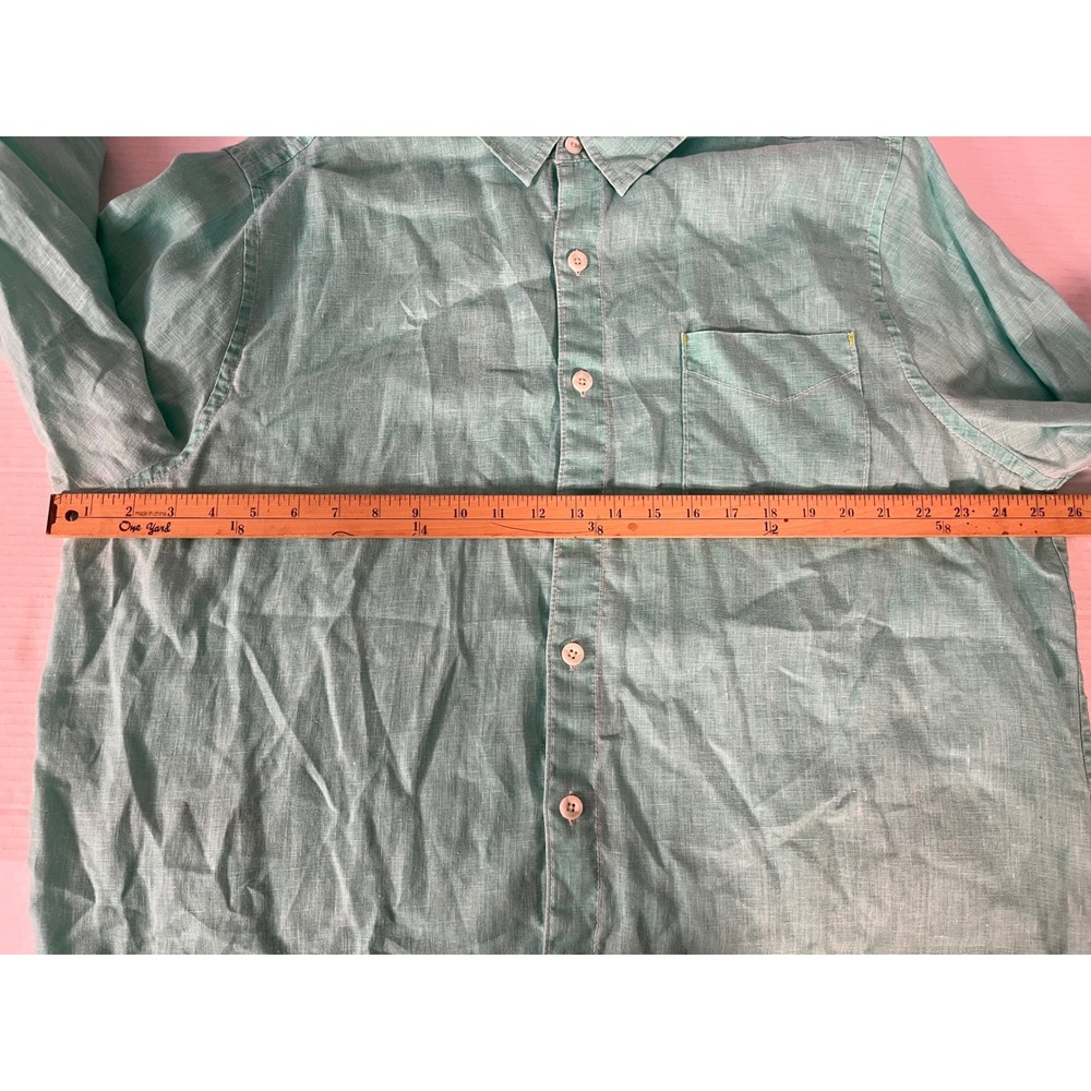 Tommy Bahama Button Down Shirt Mens XL Green Linen Long Sleeve Pocket - Picture 6 of 8